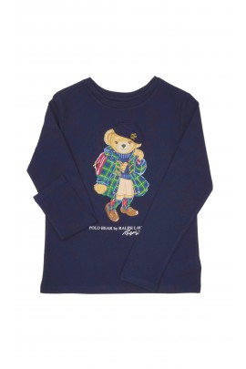 Granatowy t-shirt na długi rękaw z kultowym misiem Bear, Polo Ralph Lauren