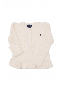 Biały warkoczowy sweter dziewczęcy, Polo Ralph Lauren
