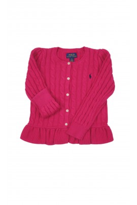 Różowy warkoczowy sweter dziewczęcy, Polo Ralph Lauren