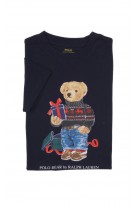 Granatowy t-shirt chłopięcy z przodu duży nadruk misia Bear, Polo Ralph Lauren