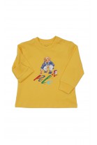 Żółty t-shirt niemowlęcy na długi rękaw z kultowym misiem, Ralph Lauren