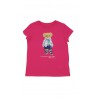 Różowy t-shirt dziewczęcy na krótki rękaw z kultowym misiem, Polo Ralph Lauren