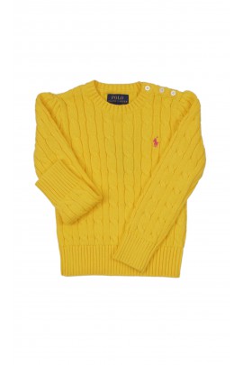 Żółty warkoczowy sweter dziewczęcy Polo Ralph Lauren