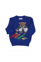 Szafirowy niemowlęcy sweter z kultowym misiem Bear, Ralph Lauren