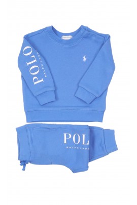 Niebieska niemowlęca bluza dresowa z napisem POLO, Ralph Lauren