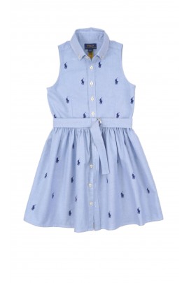 Niebieska sukienka rozpinana z przodu na guziki, Polo Ralph Lauren