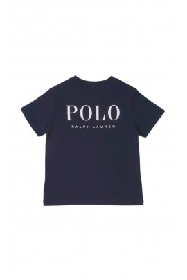 Granatowy t-shirt chłopięcy z napisem polo na plecach, Polo Ralph Lauren