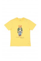 Żółty t-shirt chłopięcy z kultowym misiem Bear, Polo Ralph Lauren