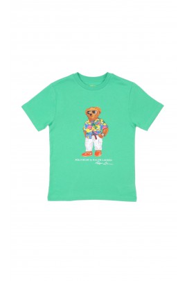 Zielony t-shirt chłopięcy z kultowym misiem Bear, Polo Ralph Lauren