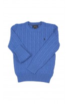 Niebieski sweter o splocie warkoczowym, Polo Ralph Lauren