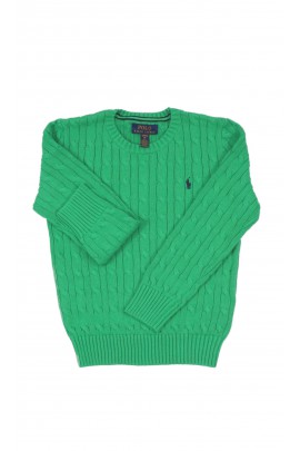 Zielony sweter o splocie warkoczowym, Polo Ralph Lauren