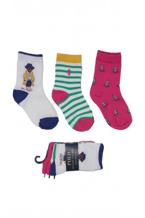 Zestaw 3 par skarpetek dziewczęcych, Polo Ralph Lauren Zestaw 3 par skarpetek dziewczęcych, Polo Ralph Lauren