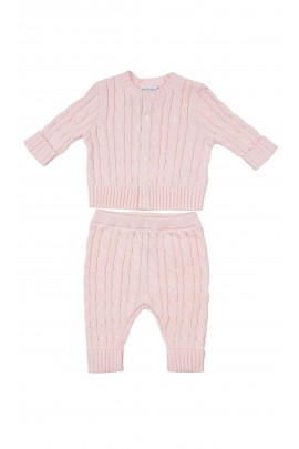 Komplet niemowlęcy różowy: sweterek i spodenki, Ralph Lauren