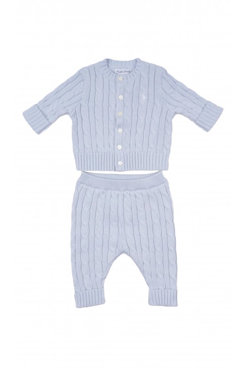 Komplet niemowlęcy niebieski: sweterek i spodenki, Ralph Lauren Komplet niemowlęcy niebieski: sweterek i spodenki, Ralph Lauren