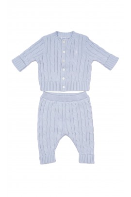 Komplet niemowlęcy niebieski: sweterek i spodenki, Ralph Lauren