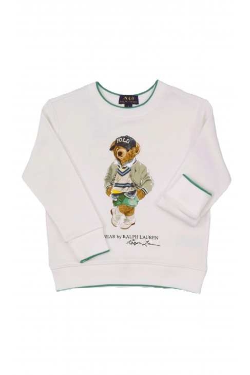 Elegancka bluza dresowa ecru z misiem Bear, Polo Ralph Lauren Elegancka bluza dresowa ecru z misiem Bear, Polo Ralph Lauren