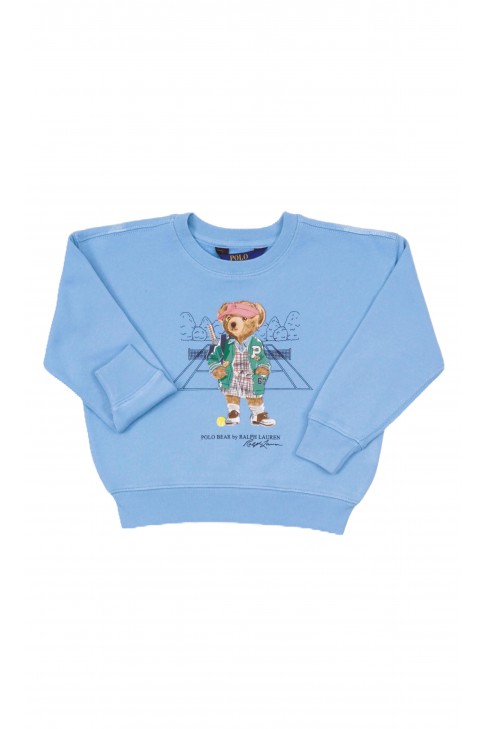 Niebieska bluza dziewczęca z misiem Bear, Polo Ralph Lauren Niebieska bluza dziewczęca z misiem Bear, Polo Ralph Lauren