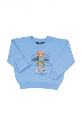 Niebieska bluza dziewczęca z misiem Bear, Polo Ralph Lauren