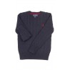 Pull bleu marine  en maille torsades, décolleté arrondi, Polo Ralph Lauren