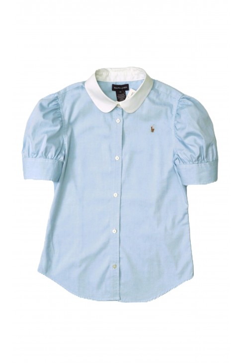 Niebieska bluzka z białym kołnierzykiem, Polo Ralph Lauren Niebieska bluzka z białym kołnierzykiem, Polo Ralph Lauren