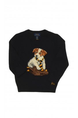 Granatowy sweter z dużym nadrukiem z przodu Polo Ralph Lauren