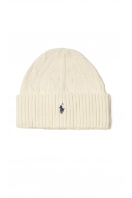 Biała czapka o splocie warkoczowym Polo Ralph Lauren
