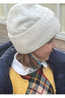 Biała czapka o splocie warkoczowym Polo Ralph Lauren