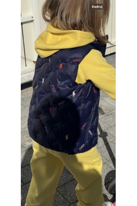 Granatowy bezrękawnik w kolorowe napisy POLO, Polo Ralph Lauren