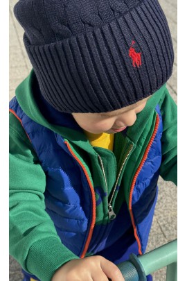 Granatowa czapka o splocie warkoczowym, Polo Ralph Lauren
