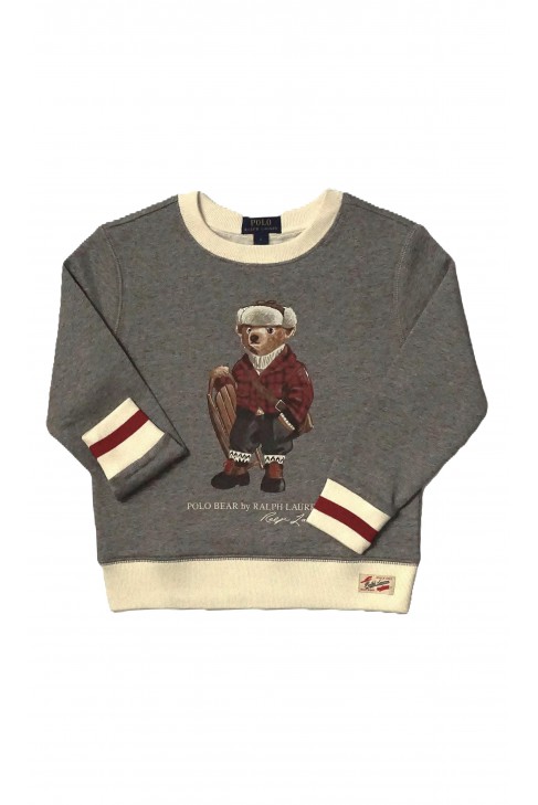 Szara elegancka bluza z misiem Bear, Polo Ralph Lauren