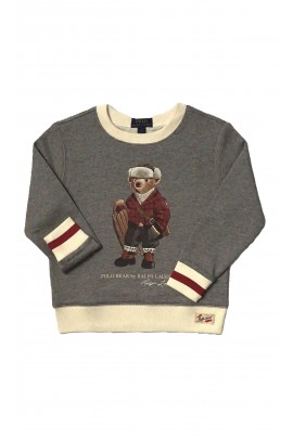 Szara elegancka bluza z misiem Bear, Polo Ralph Lauren