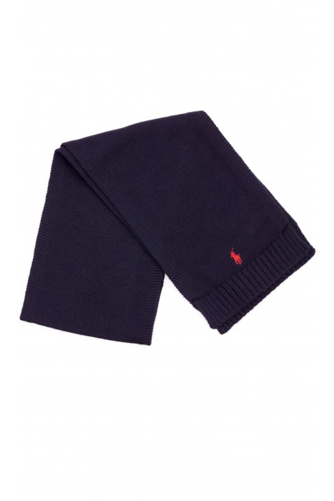 Granatowy elegancki szalik wełniany, Polo Ralph Lauren Granatowy elegancki szalik wełniany, Polo Ralph Lauren