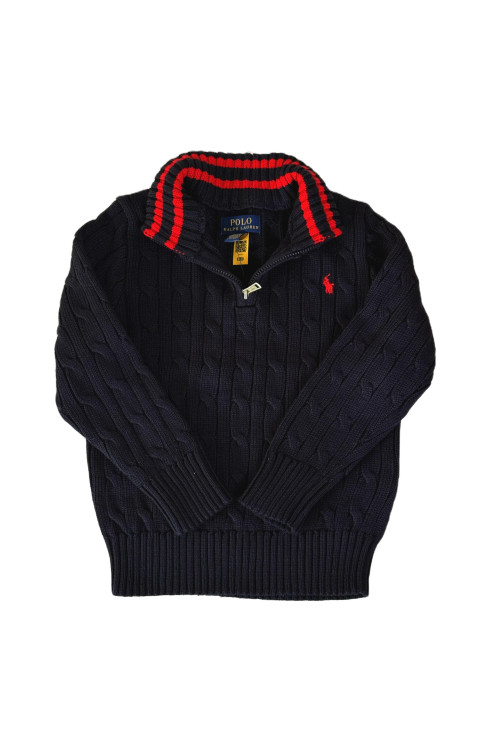 Granatowy sweter o splocie warkoczowym, Polo Ralph Lauren