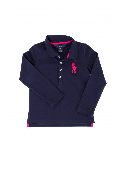 Navy blue polo shirt with large pink horse, Polo Ralph Lauren Navy blue polo shirt with large pink horse, Polo Ralph Lauren
