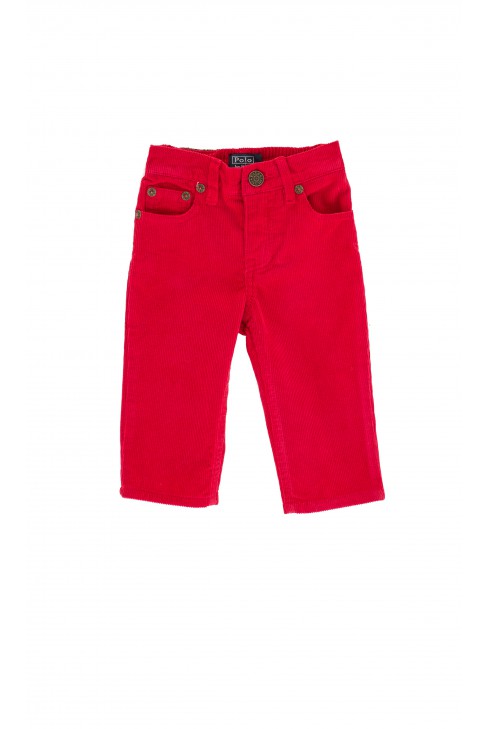 Spodnie sztruksowe czerwone z naszywką skórzaną,Polo Ralph Lauren