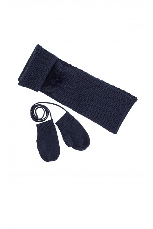 Navy blue set: scarf and gloves, Tartine et Chocolat Navy blue set: scarf and gloves, Tartine et Chocolat