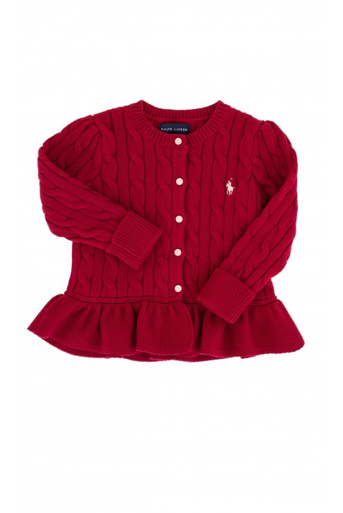 Sweterek czerwony z falbanką Ralph Lauren Sweterek czerwony z falbanką Ralph Lauren