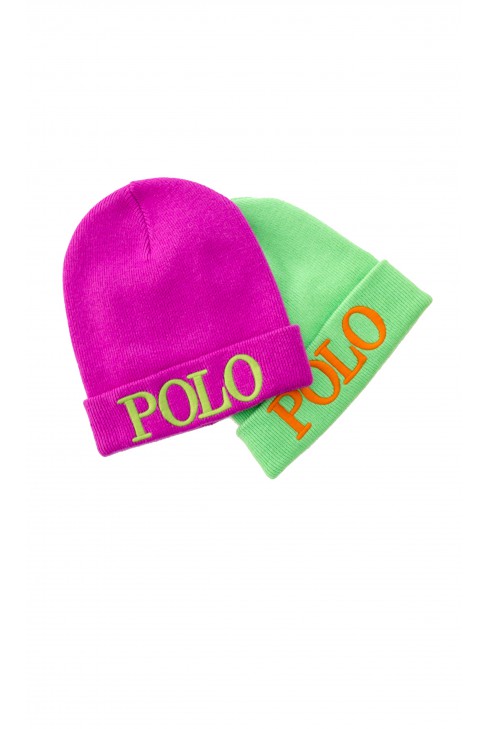 Cap, Polo Ralph Lauren, in fuchsia with large green inscription POLO Cap, Polo Ralph Lauren, in fuchsia with large green inscription POLO