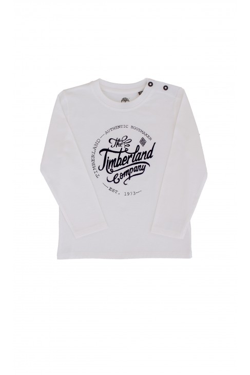 Biały t-shirt chłopięcy, Timberland Biały t-shirt chłopięcy, Timberland