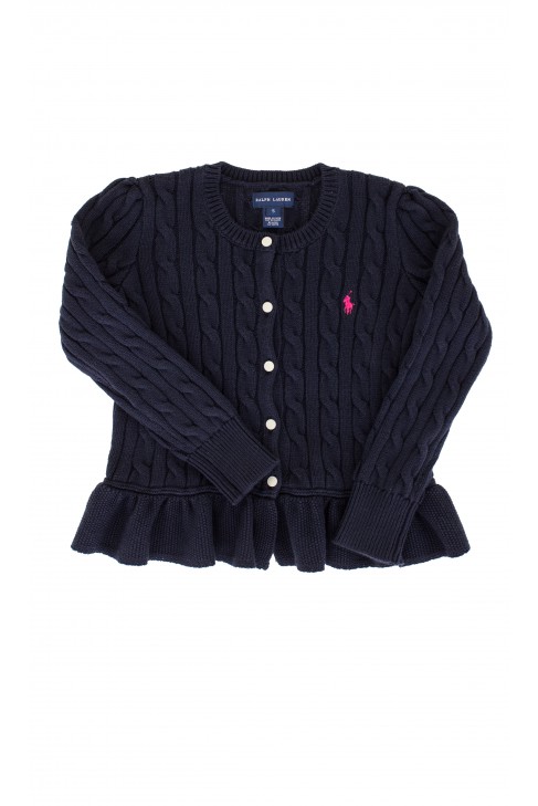 Sweterek granatowy z falbanką, Ralph Lauren Sweterek granatowy z falbanką, Ralph Lauren