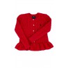 Czerwony rozpinany z falbanką sweter Polo Ralph Lauren