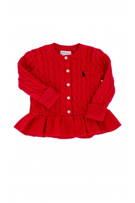 Czerwony sweter z falbanką Polo Ralph Lauren