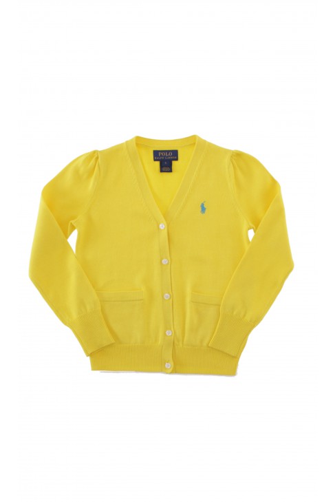 Żółty rozpinany sweter dziewczęcy, Polo Ralph Lauren