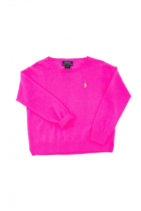 Sweter różowy (neonowy) dziewczęcy, Polo Ralph Lauren